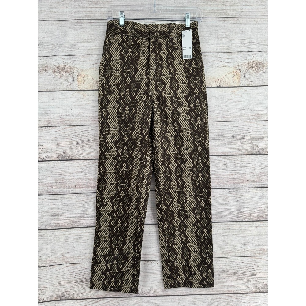 Dickies Pants Womens 2 Brown Snakeskin Print High Rise Straight Leg FPR13BKX
